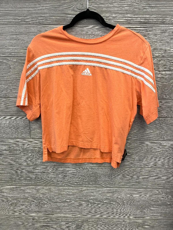 women's tops for casual FridaysTop Short Sleeve By Adidas In Orange, Size: M