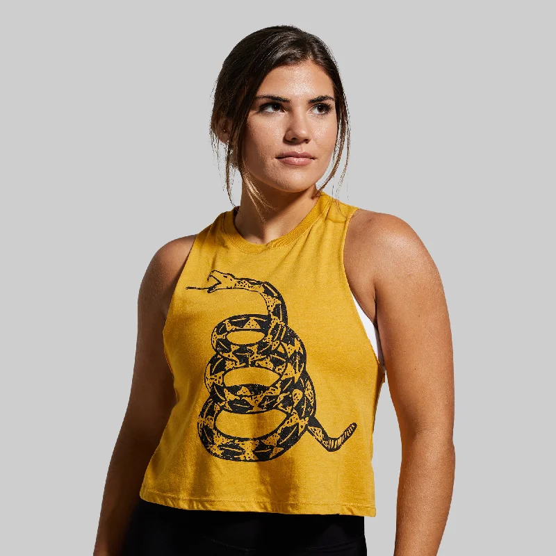 women's tops for mixing and matching with different bottomsGadsden Flag Crop (Don't Tread On Me-Mustard)