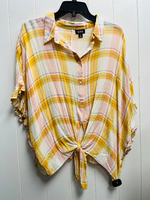 women's tops for statement-making outfitsTop Short Sleeve By Ana In Pink & Yellow, Size: Xl