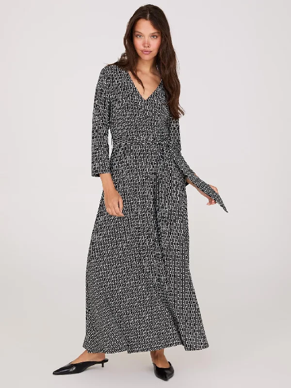 High-Low DressGeo Print Crossover A-Line Maxi Dress