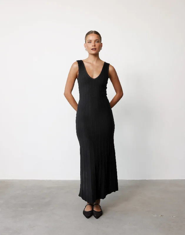 women's long-sleeved dressesAurelia Maxi Dress (Black)