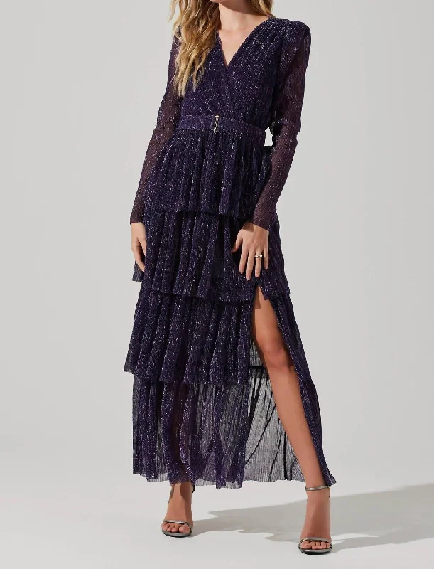 Flutter-Sleeve DressDanielle Maxi Dress In Purple