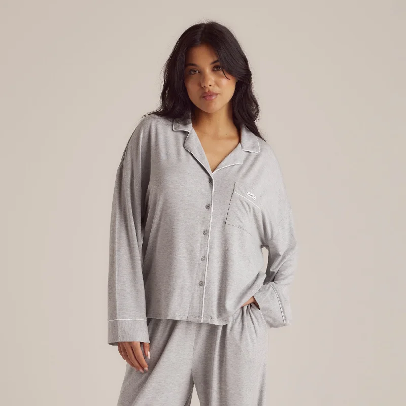 Modal Pyjama Shirt - Grey Marl