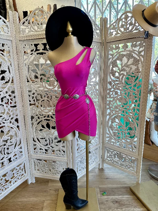 women's minimalist dressesPink Cutout Mini Dress