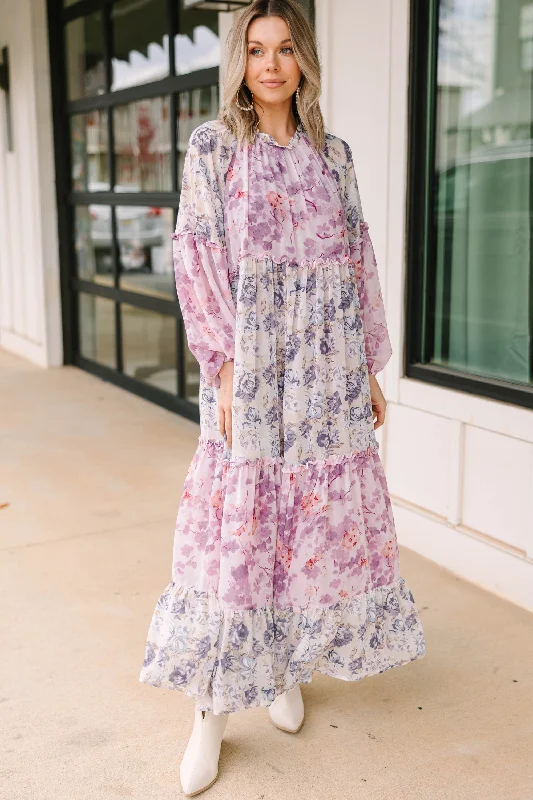 Leather DressAll That You Love Mauve Pink Floral Maxi Dress