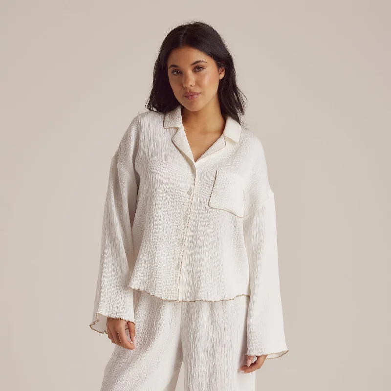 Crinkle Pyjama Shirt - White