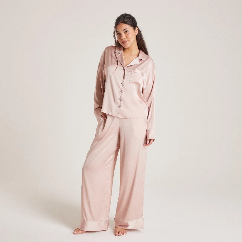 Sparkle Satin Pyjama Bottoms - Blush