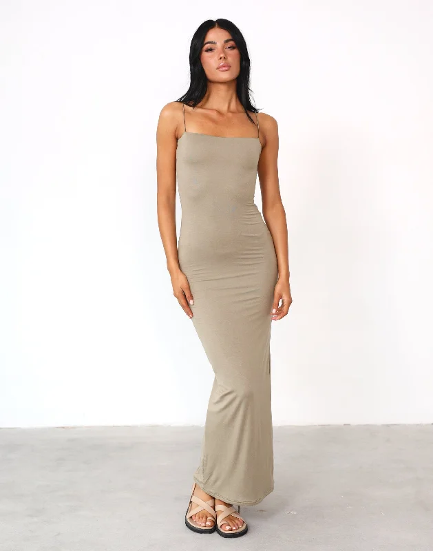 women's empire-line dressesTammy Maxi Dress (Light Khaki)