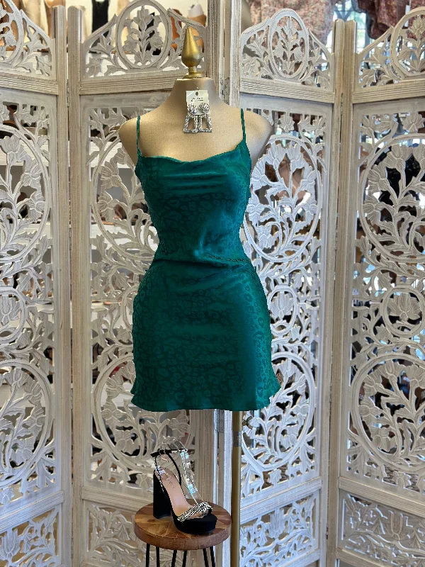 women's tall dressesGreen Suede Print Cowl Mini Dress