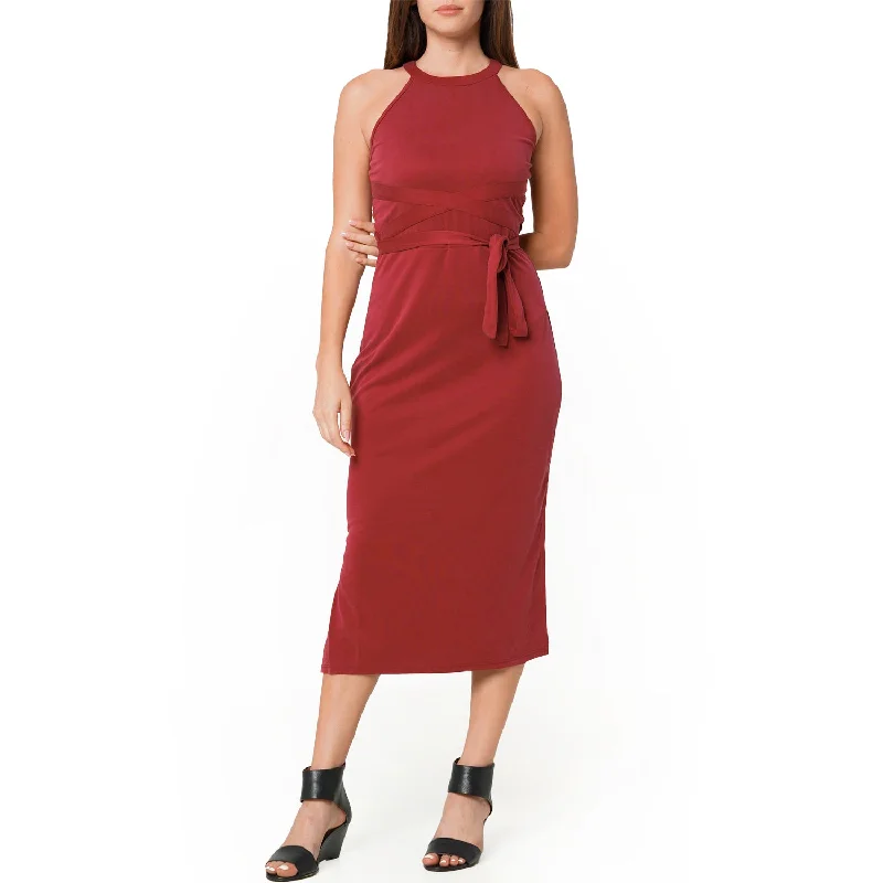 women's bridesmaid dressesWomen's Haltered Sheath Midi Dress In Wine