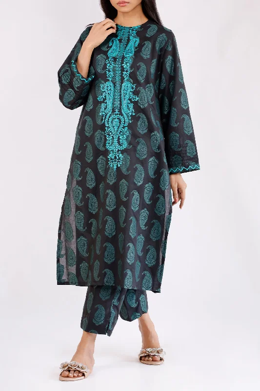 Embroidered Cotton Jacquard Stitched 2 Piece (Shirt/Trouser)