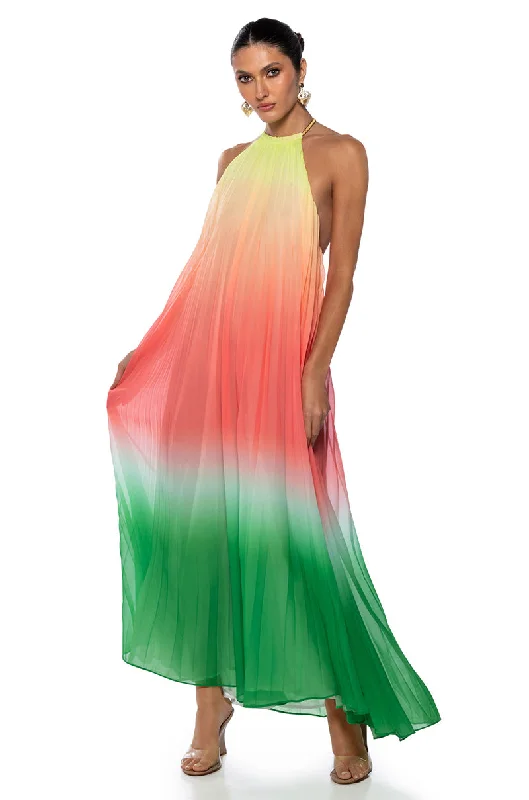 Laced-Up DressLIVING MY LIFE HALTER NECK OMBRE MAXI DRESS