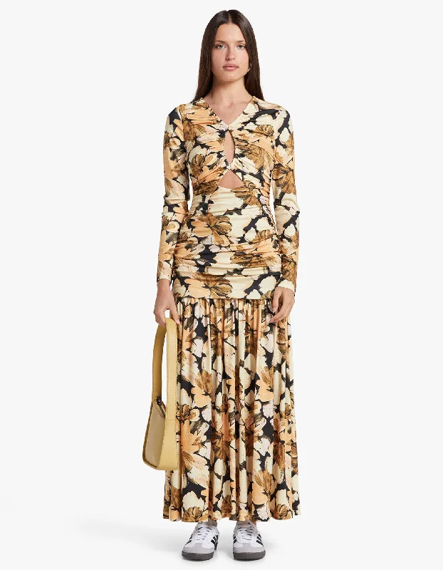 Cold-Shoulder DressAvah Maxi Dress - Dark Painterly