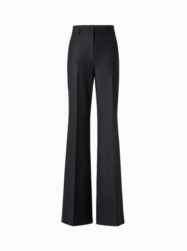 women's clubbing pantsWide Straight-Leg Pants in Wool