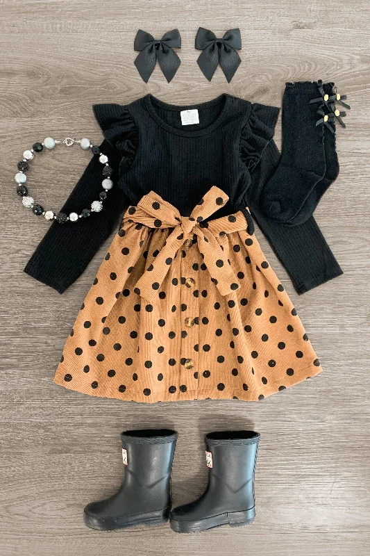 Solid Color DressBrown & Black Polka Dot Dress