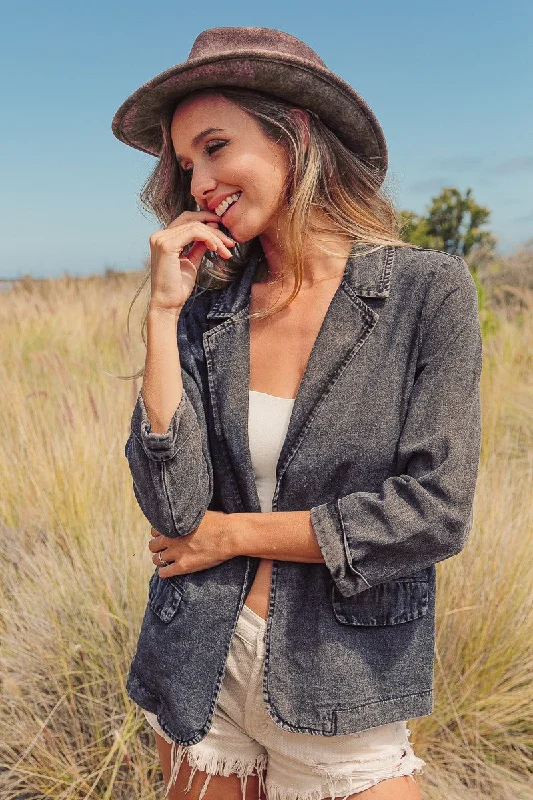 Laced DressDenim Perfection Washed Black Blazer