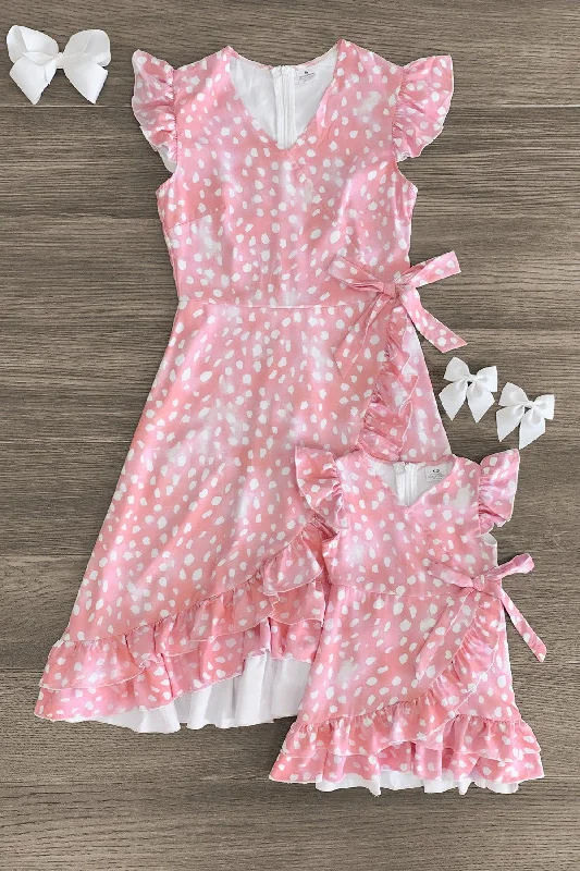 Spaghetti Strap DressMom & Me - Peachy Pink Ruffle Dress