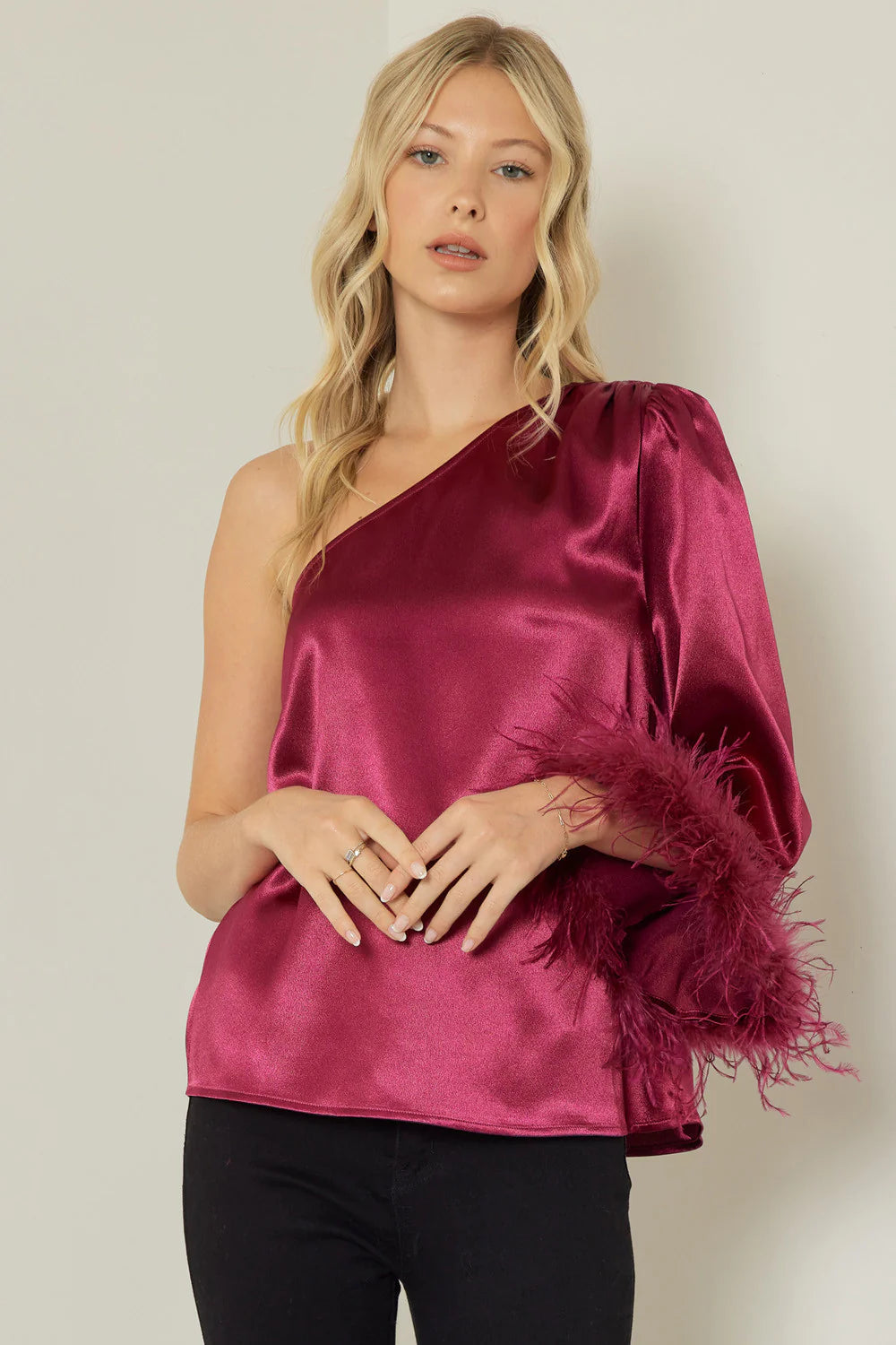 Bridesmaid DressOne Shoulder Fuchsia Satin Top