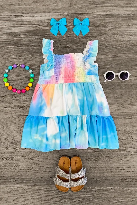 Ruffle DressBlue & Rainbow Sky Ruffle Dress