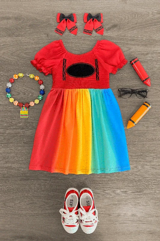 women's evening dressesRed Rainbow Crayon Dress