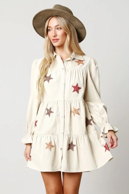 Floral DressShining Star Sand Corduroy Dress