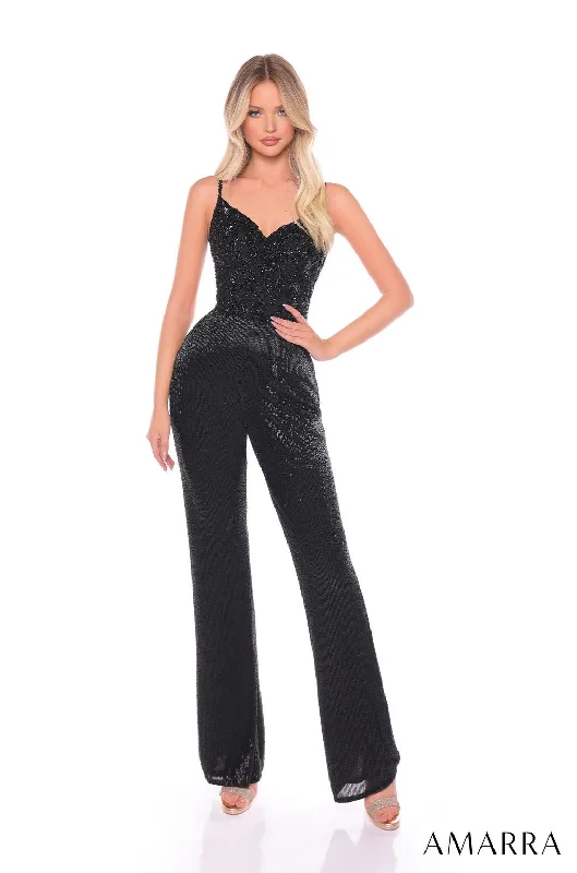 women's jumpsuits made of denimAmarra 88135 Long Formal Sequin Prom Jumpsuit