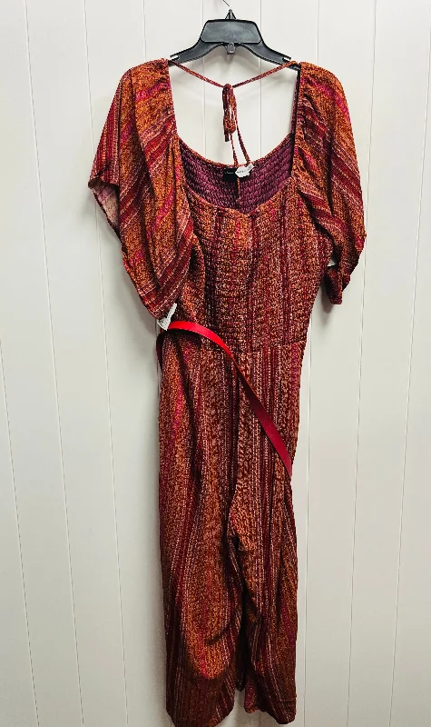 women's jumpsuits for maximalist fashionJumpsuit By PIPER&SCOOT In Orange & Red, Size: Xxxl