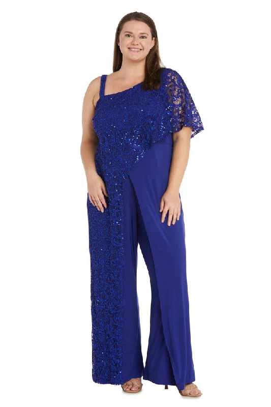 women's jumpsuits for beach outingsR&M Richards 3556W Long Plus Size Sequin Formal Jumpsuit