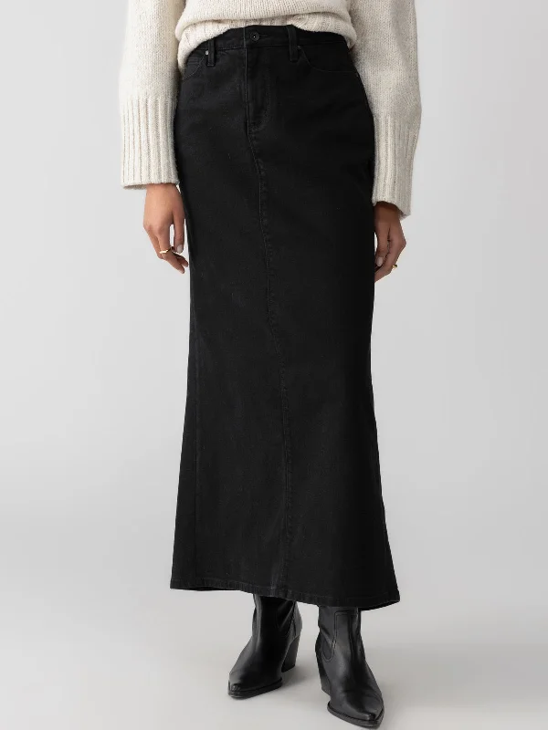 women's denim skirtsDenim Maxi Skirt Vintage Black