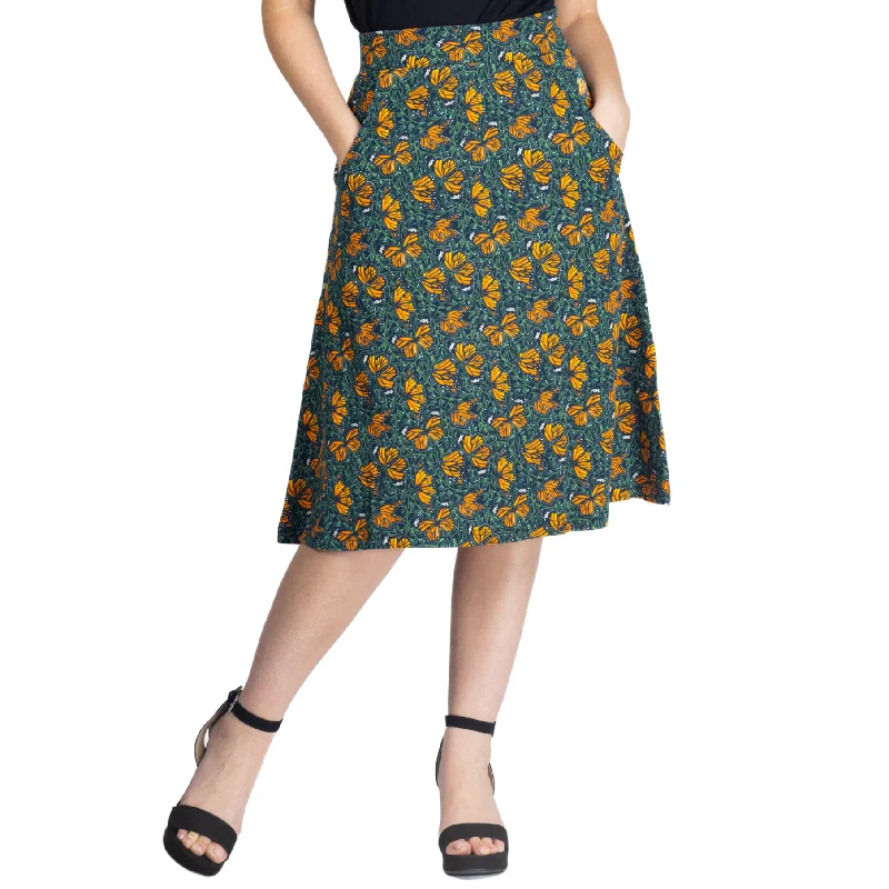 women's denim midi skirtsMonarch Butterflies A-Line Skirt