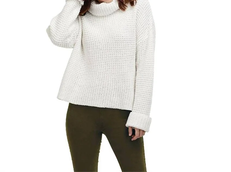 Flannel SweatersWendy Waffle Knit Sweater In Cream